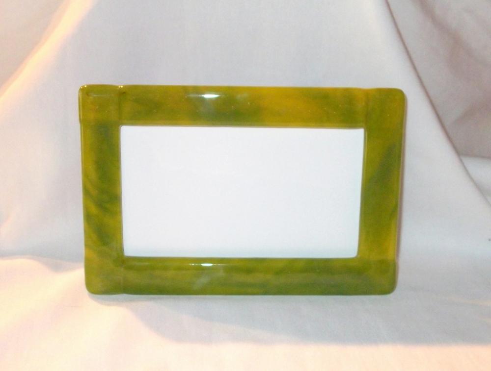 Handmade Picture Frame, Green Fused Glass 